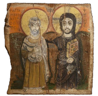· Arte Copto · Coptic Art · Icono de Cristo y el Abad Menas · Jesús Cristo y el Abad Menas · Le Christ et l'abbé Ména