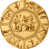 · Cristo representado como Orfeo · Freso en la bóveda de una capilla de las Catacumbas de San Calixto · Cristo representado como Orfeo · Freso en la bóveda de una capilla de las Catacumbas de San Calixto