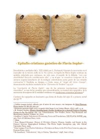 · Epitafio Cristiano Gnóstico de Flavia Sophe · Testimonio de la Gnosis del Cristianismo Primitivo ·