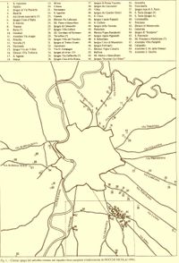 · Roma, las antiguas Vías Romanas y ubicación de las Catacumbas ·