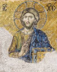 Mosaico con una representación de Jesús de Nazaret, existente en la antigua Iglesia de Santa Sofía (Estambul), fechada cerca de 1280. Mosaico con una representación de Jesús de Nazaret, existente en la antigua Iglesia de Santa Sofía (Estambul), fechada cerca de 1280.