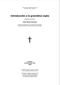 · Plumley J.M. - Introducción a la gramática copta (Dialecto sahídico) · 1948
