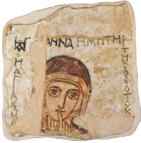 · Pintura mural de Santa Ana, la Madre de la Madre de Jesús · · Catedral de Faras, Baja Nubia, Sudán, s. VIII e.c. · · Galería Faras, Museo Nacional de Varsovia · Arte Paleocristiano · Arte cristiano nubio · Arte Copto Arte Bizantino