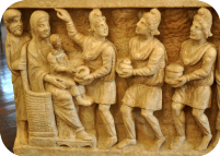 · Arte Paleocristiano · Paleochristian art · Sarcófago dogmático Detalle de la Adoración de los Magos · S.IV e.c. · Dogmatic Sarcophagus · The Dogmatic Sarcophagus: Detail, the adoration of the Magi · Arte Paleocristiano · Paleochristian art · Sarcófago dogmático Detalle de la Adoración de los Magos · S.IV e.c. · Dogmatic Sarcophagus · The Dogmatic Sarcophagus: Detail, the adoration of the Magi