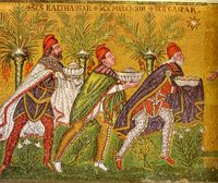 · Los Tres Magos · Detalle del mosaico de la Basílica de San Apolinar el Nuevo · Rávena, Italia · S. VI d. JC. ·